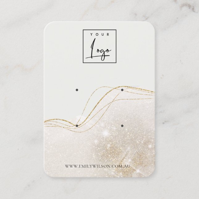 Abstraktes Ivory-Gold-Glitzer-Logo 2 Visitenkarte (Vorderseite)