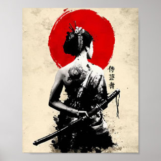 Abstraktes japanisches Samurai-Schwert Poster