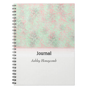 Abstraktes Journal mit rosa und grünem Spatter Notizblock