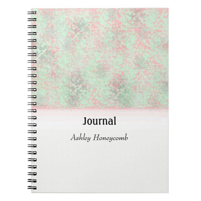 Abstraktes Journal mit rosa und grünem Spatter Notizblock (Vorderseite)