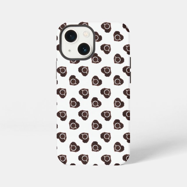 Abstraktes Kaffeeherzmuster iPhone 13 Mini Hülle (Rückseite)