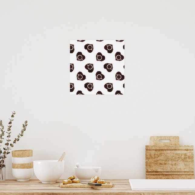 Abstraktes Kaffeepistenherz Poster (Küche)