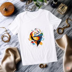Abstraktes Kaffeetassen-T-Shirt Farbige Kunst Tri-Blend Shirt