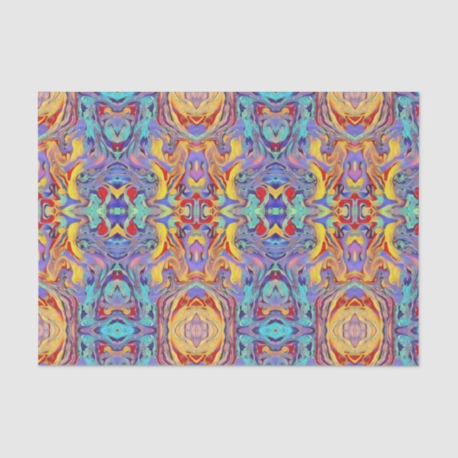 Abstraktes Kaleidoskop in hellen Primärfarben Seidenpapier (Vorderseite)
