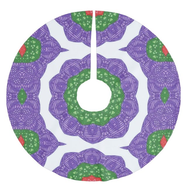 Abstraktes Kaleidoskop Weihnachtsbälle Baumrock Polyester Weihnachtsbaumdecke (Vorderseite)