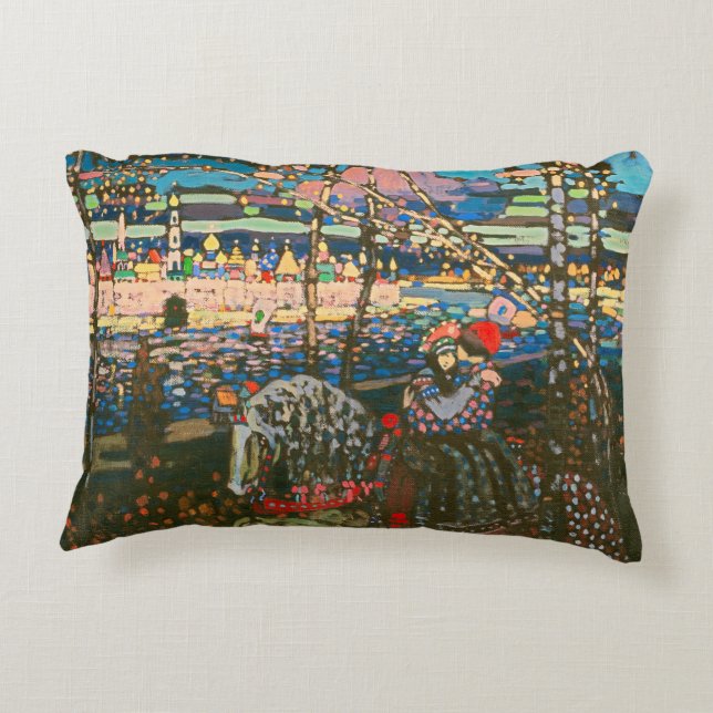 Abstraktes Kandinsky-Reitpaar farbenfroh Dekokissen (Rückseite)