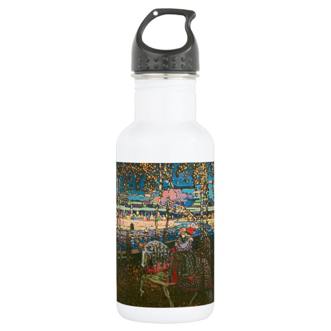 Abstraktes Kandinsky-Reitpaar farbenfroh Edelstahlflasche (Vorderseite)