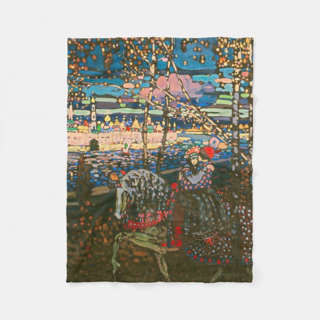 Abstraktes Kandinsky-Reitpaar farbenfroh Fleecedecke (Vorderseite)