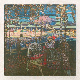 Abstraktes Kandinsky-Reitpaar farbenfroh Glasuntersetzer