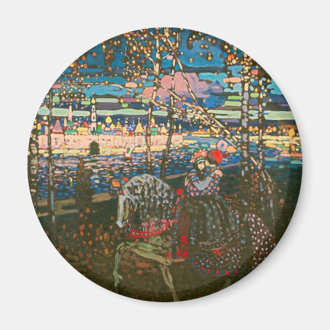 Abstraktes Kandinsky-Reitpaar farbenfroh Magnet (Vorne)