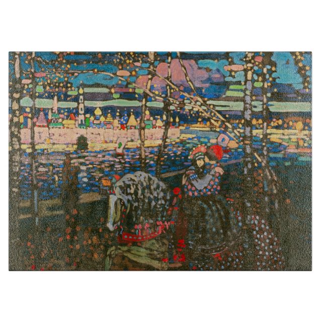 Abstraktes Kandinsky-Reitpaar farbenfroh Schneidebrett (Vorderseite)