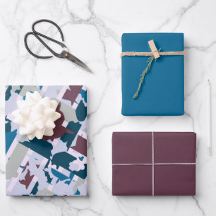 Abstraktes Kariertes Design Geschenkpapier Set