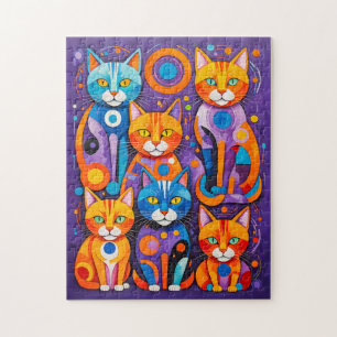 Abstraktes Katzenbild mit geometrischen Formen