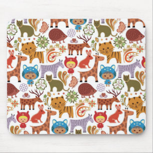 Abstraktes Kinder-und Tier-Muster Mousepad