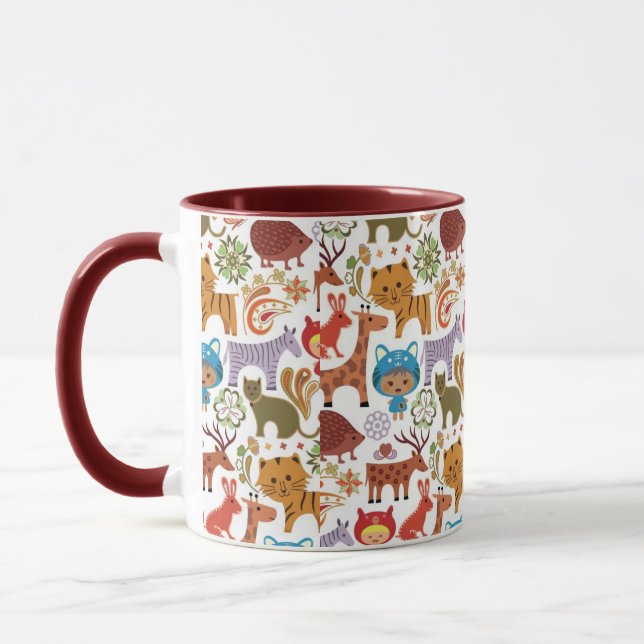 Abstraktes Kinder-und Tier-Muster Tasse (Links)