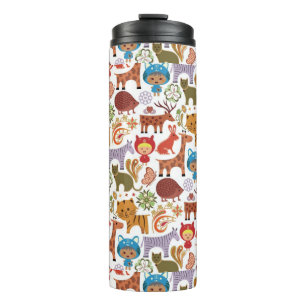 Abstraktes Kinder-und Tier-Muster Thermosbecher