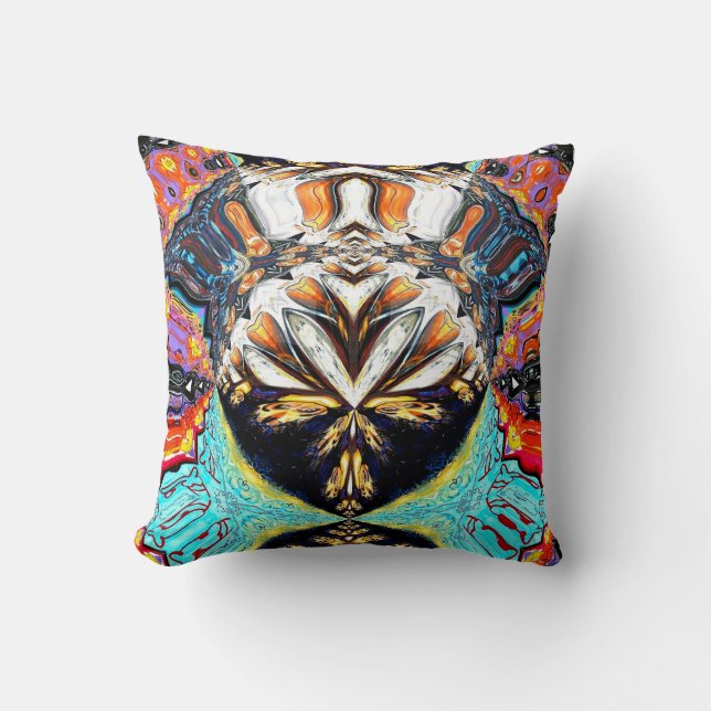 Abstraktes Kissen mit rotem und blauem Multicolor (Vorderseite)