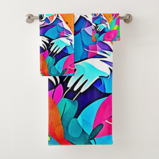 Abstraktes Koala-Design Badhandtuch Set (Insitu)