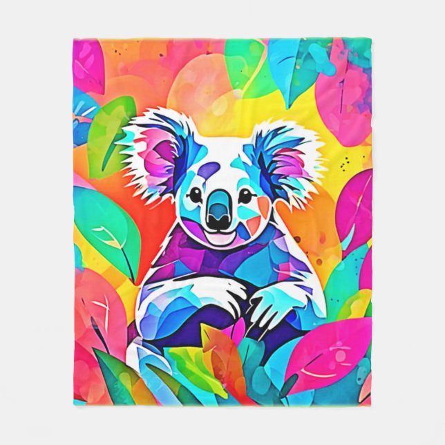 Abstraktes Koala-Design Fleecedecke (Vorderseite)
