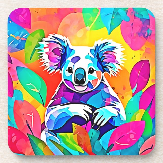 Abstraktes Koala-Design Getränkeuntersetzer (Vorderseite)