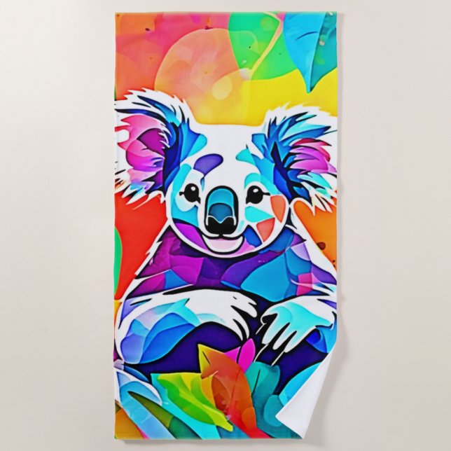 Abstraktes Koala-Design Strandtuch (Vorderseite)