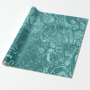 Abstraktes Körper-Natur-Zellen-Goldaquamariner Geschenkpapier