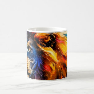 Abstraktes kosmische Tierwelt-Löwenporträt Kaffeetasse