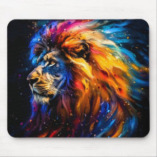 Abstraktes kosmische Tierwelt-Löwenporträt Mousepad