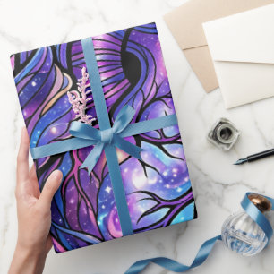 Abstraktes Kosmisches Lila-Herz-Geschenkpapier Geschenkpapier
