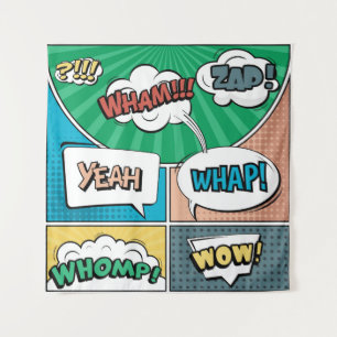 Abstraktes kreatives Konzept Comic Pop-Art-Stil bl Wandteppich