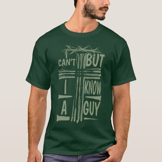 Abstraktes Kreuz und Krone Ich kenne einen Typ T-Shirt (Vorderseite)