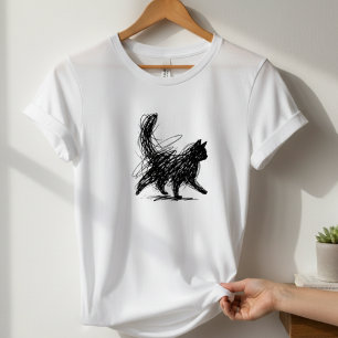 Abstraktes Kritzel-Katzen-Art Damen Weißes T-Shirt