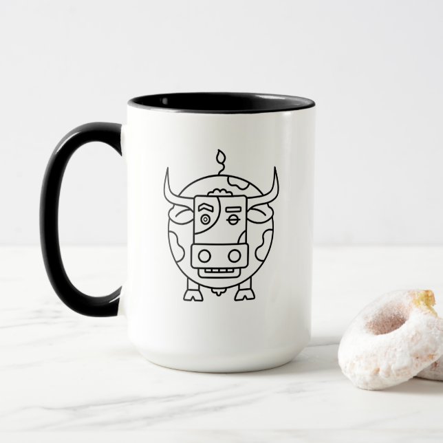 Abstraktes Kunst-Mug Clueless Bull Tasse (Mit Donut)