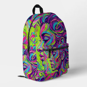 Abstraktes Kunst Neon-Porträt-Ölrücken-Tasche Bedruckter Rucksack