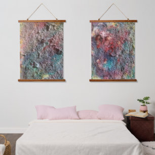 Abstraktes Kunst-Teppich-Set aus 2 Wandteppich Mit Holzrahmen