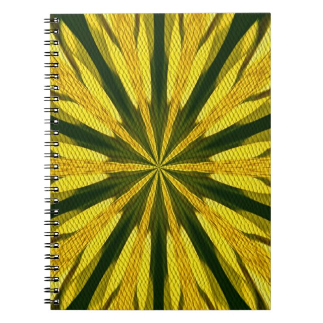 Abstraktes Kunstbuch in Gelb und Grün Notizblock (Vorderseite)