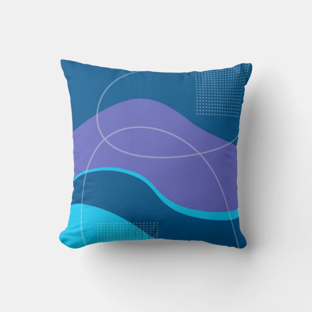 Abstraktes Kunstdesign in Blau und Lilac Kissen (Vorderseite)