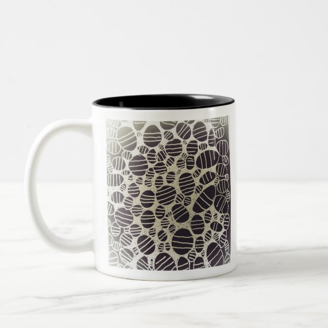 Abstraktes Kunstdesign in Schwarzweiß Zweifarbige Tasse (Links)