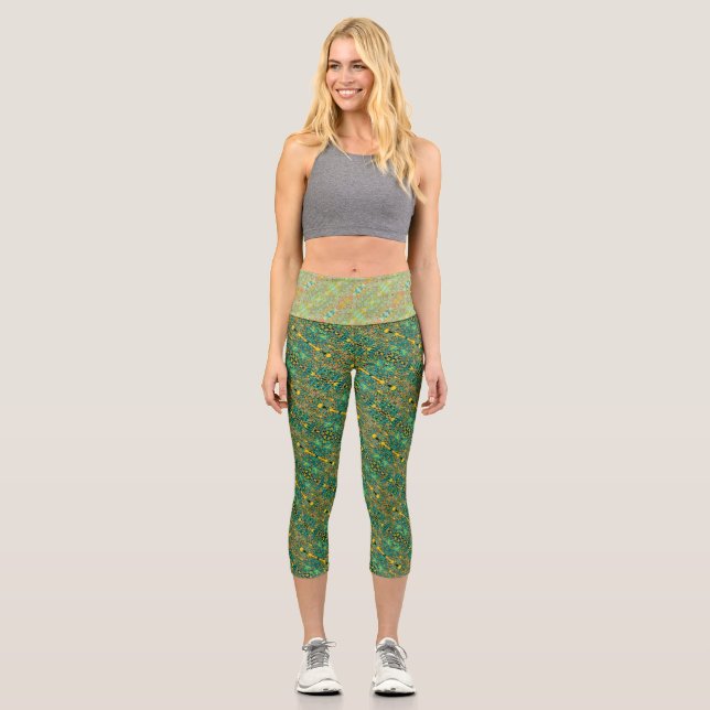 Abstraktes Kunstdesign mit indischem oder sarianis Capri Leggings (Vorderseite)
