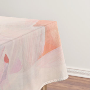 Abstraktes Kunstgemälde in Rosa und Koralle mit in Tischdecke