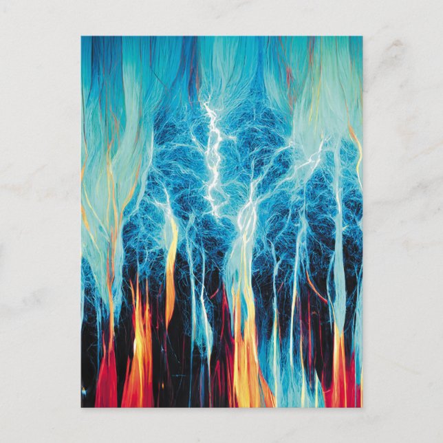 Abstraktes Kunstmuster Rot und Blue Electric Energ Postkarte (Vorderseite)