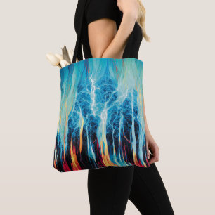 Abstraktes Kunstmuster Rot und Blue Electric Energ Tasche