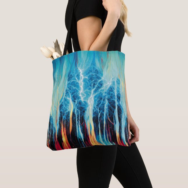 Abstraktes Kunstmuster Rot und Blue Electric Energ Tasche (Von Nahem)