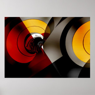 Abstraktes Kunstposter Lunarer Raum Rot Gelb Poster