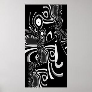 Abstraktes Kunstposter Ultra Modern Schwarz Weiß 2 Poster