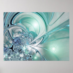 Abstraktes Kunstposter zweifarbiges Blau Glas Poster