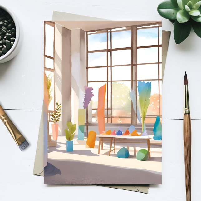 Abstraktes Kunststudio | Bright Airy Watercolor Postkarte (Von Creator hochgeladen)