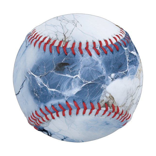 abstraktes Küstenmuster aus blauem Marmor Baseball (Vorderseite)