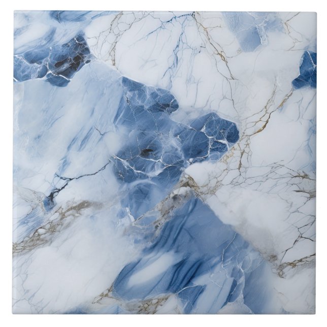 abstraktes Küstenmuster aus blauem Marmor Fliese (Vorderseite)