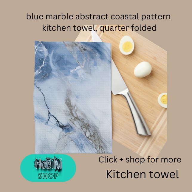 abstraktes Küstenmuster aus blauem Marmor Geschirrtuch (blue marble abstract coastal pattern kitchen towel)
